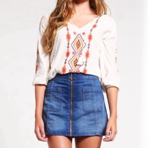 Hollister Dresses & Skirts - Hollister | A-Line Mini Denim Skirt with Full-length Front Zipper